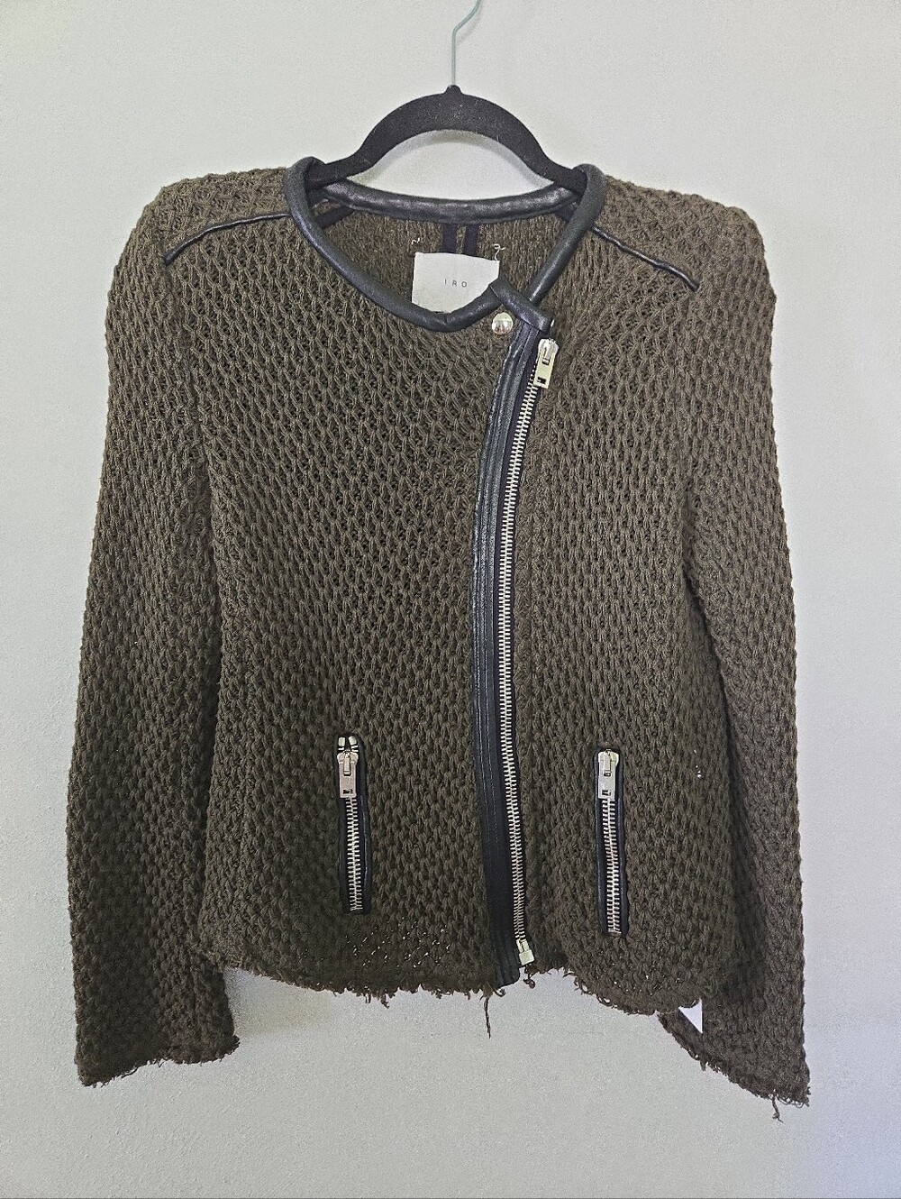 IRO Biker Jacket Green Slim Fit Size 6